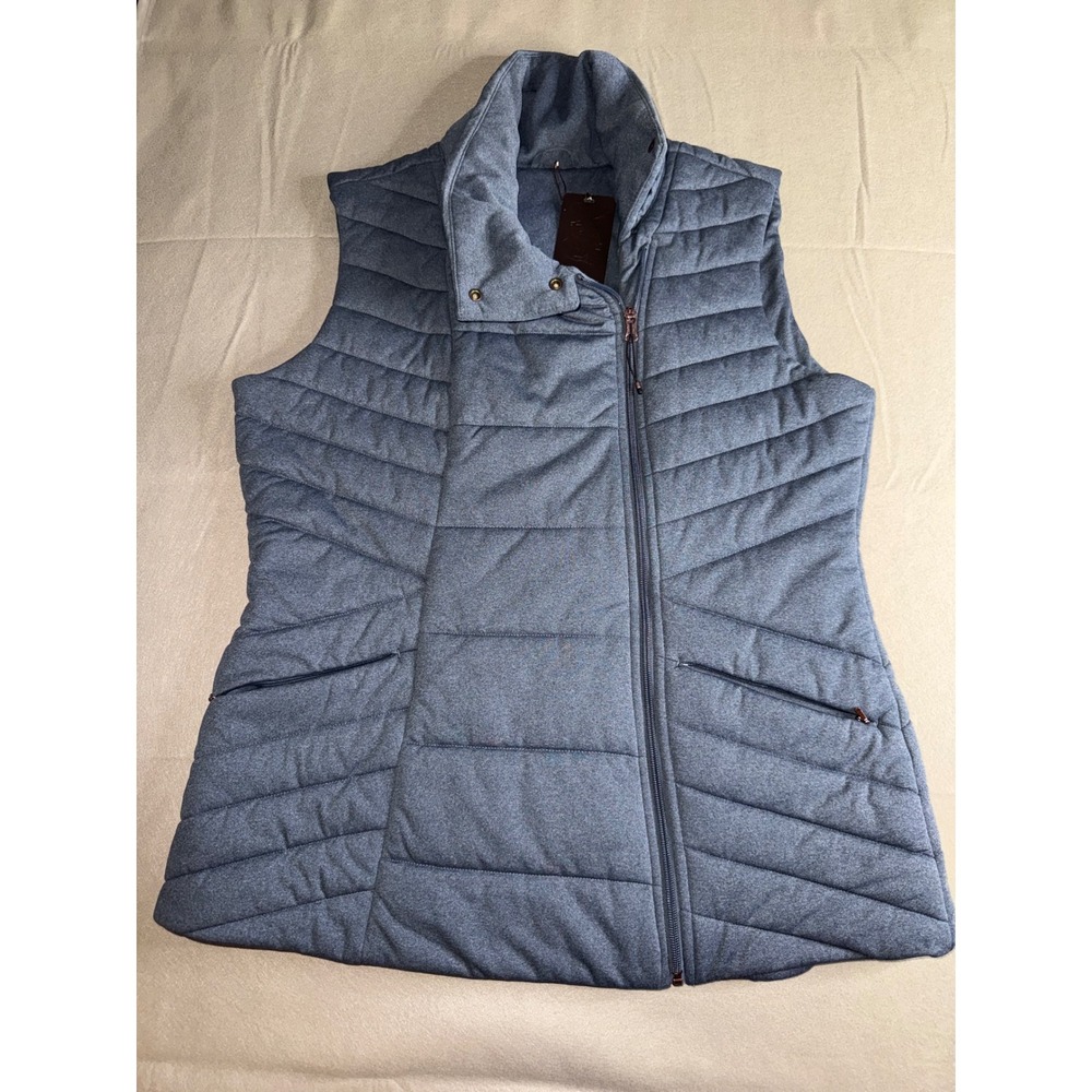 Calia by Carrie Underwood Women Blue Gray Quilted Puffer Vest Full Zip NWT